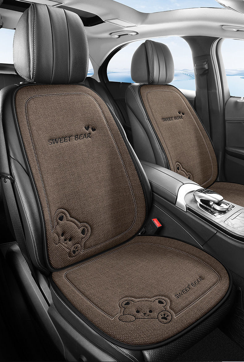 Seat cushion, linen single-piece seat cover, rear seat cushion, suitable for all seasons, cartoon design, for car interiors, for women