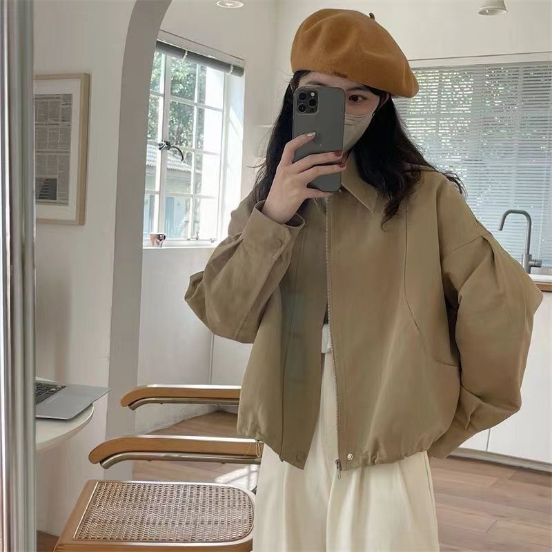 2025早春新款美式复古港风chic休闲小香风短款粉色工装外套女春秋|undefined