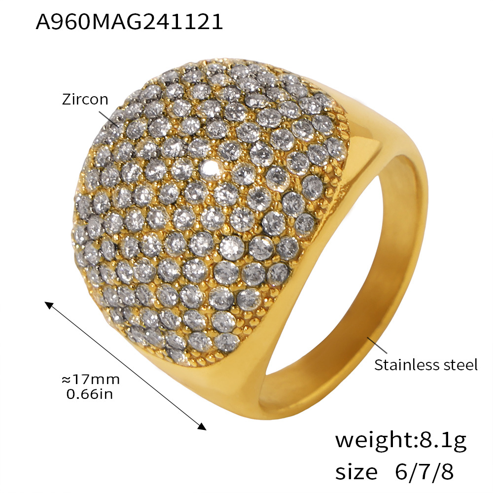 Ring with stone with zircon, diamond encrusted