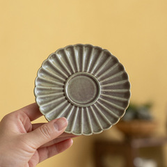 粗陶窯變杯墊陶瓷小杯墊鎏金茶杯托隔熱防燙茶托家用功夫茶具茶道