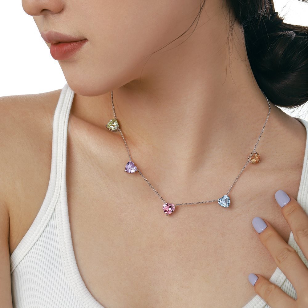 15g Weight Zircon, High Carbon Diamond Inlay Material Necklace Classification 925 sterling silver Chain Material 1 Piece Quantity Holiday, Tea Party Occasion 925 Sterling Silver Material Heart Shape, Rectangle Pattern Women's Gender Inlay Design Simple Style, Shiny Style 925 Sterling Silver Zircon High Carbon Diamond Inlay Heart Shape Rectangle Necklace 12