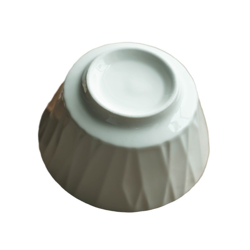 Cuencos de arroz retro en relieve de 4.5 pulgadas pequeños cuencos de cerámica en relieve casero cuencos de arroz de color sólido cuencos de cubiertos al por mayor