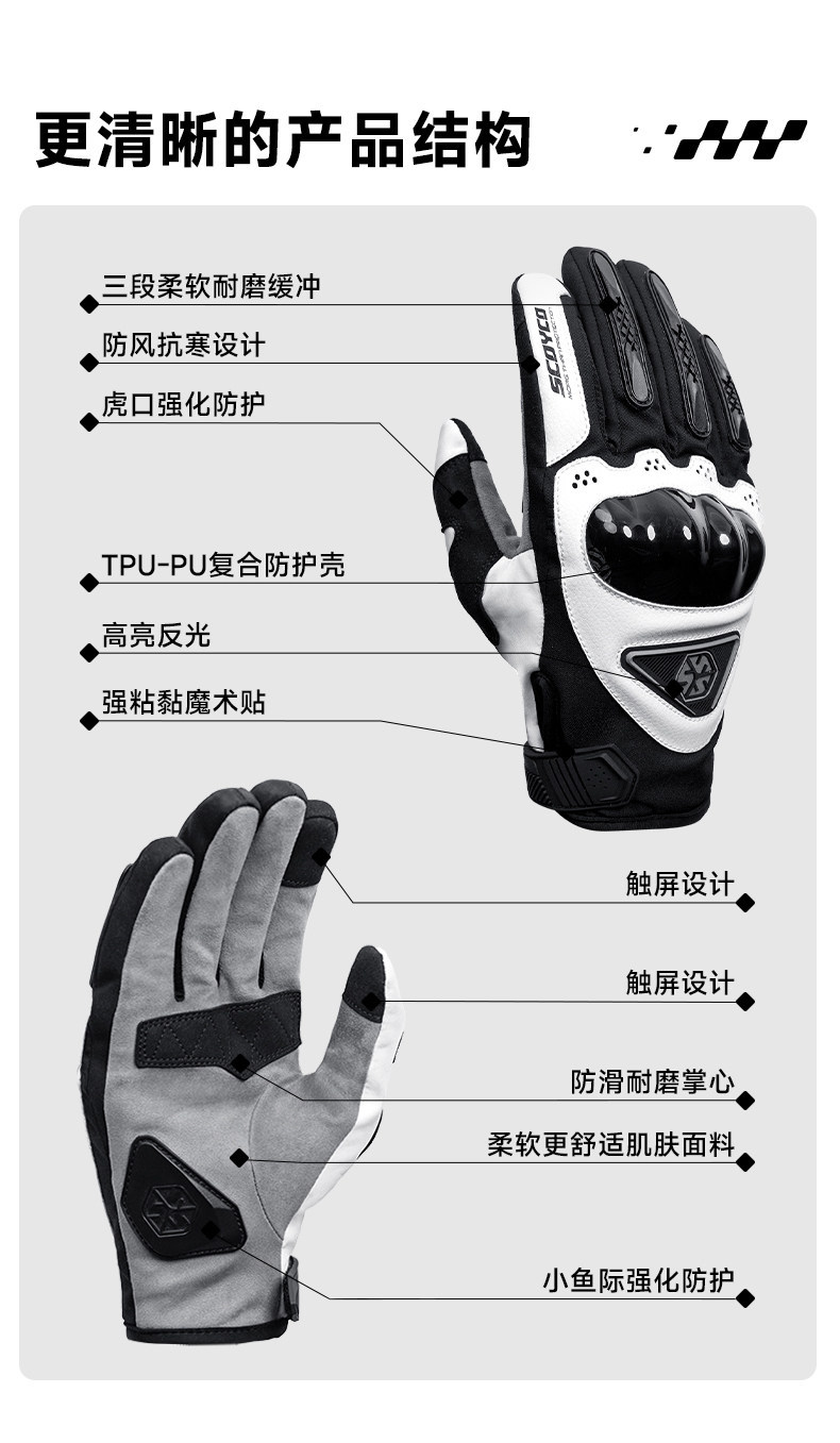 Saiyu Motorcycle Winter Riding Gloves for Men and Women, Waterproof, Windproof, Warm, Cold-Resistant, Touchscreen, Motorcycle Racing, Anti-Slip
