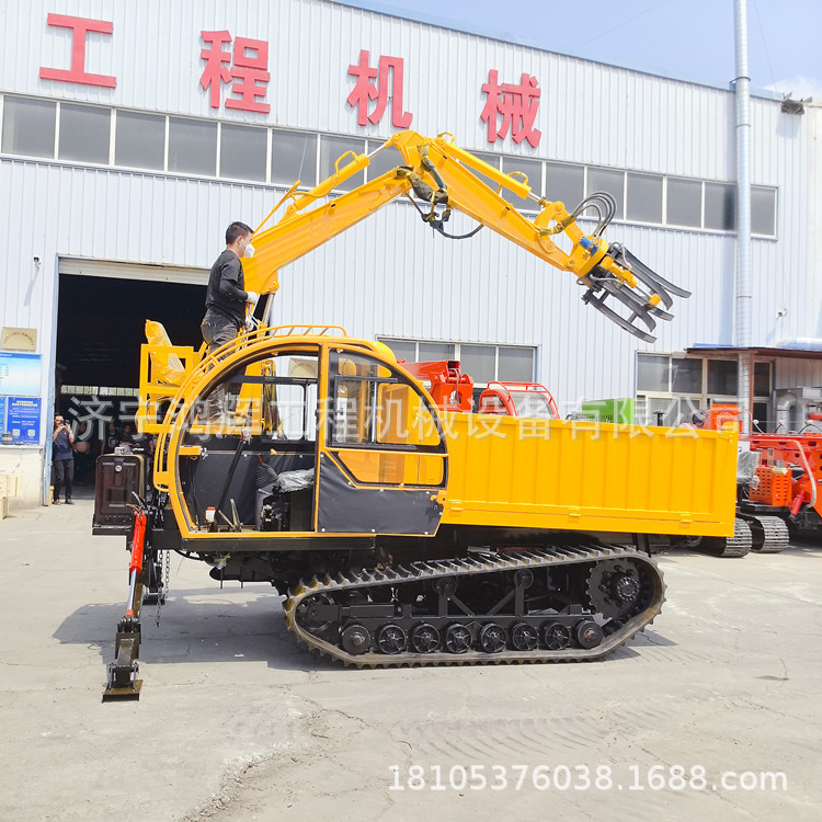 树木山林履带式随车抓 配备挖斗转换接头 360°加长臂履带抓木器