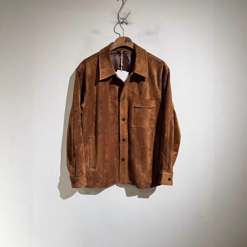Workwear Caramel-Colored Jacket, Suede, Simple Style, Casual Leather Jacket, Business Jacket, Fashionable, Loose-Fitting, Versatile Workwear Caramel-Colored Jacket, Suede, Simple Style, Casual Leather Jacket, Business Jacket, Fashionable, Loose-Fitting, Versatile