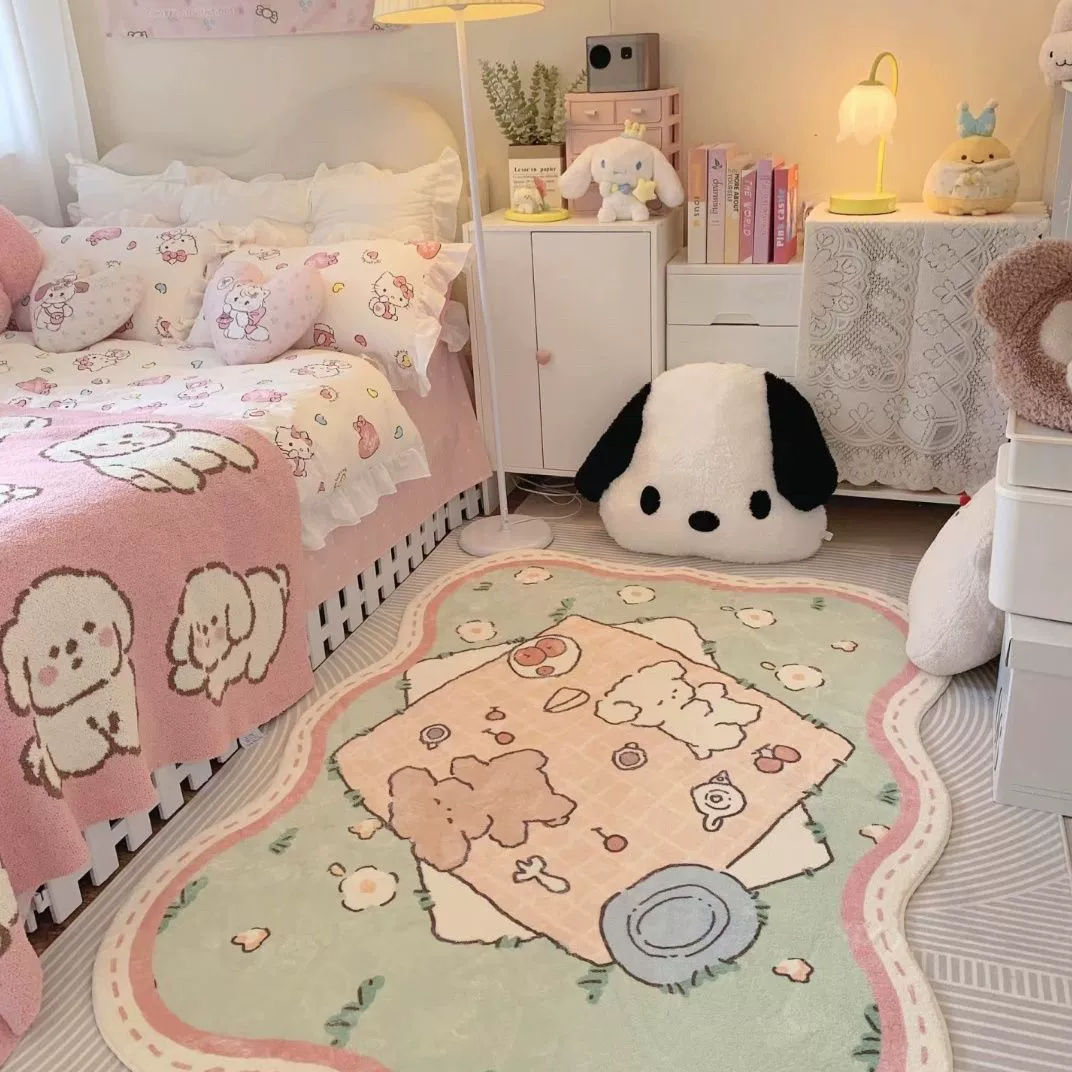 Ковер из искусственного кашемира INS для девочек для спальни, гостиной, толстого плюшевого милого журнального столика с рисунком, нерегулярной комнаты.