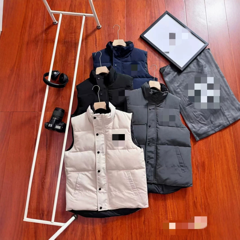 New Cross-Border Model Black Label Gray Label Stand Collar White Duck down Vest Men's Autumn and Winter Warm Jacket Casual Vest