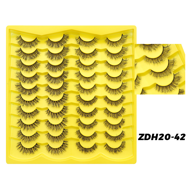 Dingsen pestañas postizas transfronterizas suministro estable 20 pares de pestañas fritas pestañas mixtas gruesas cortas europeas y americanas