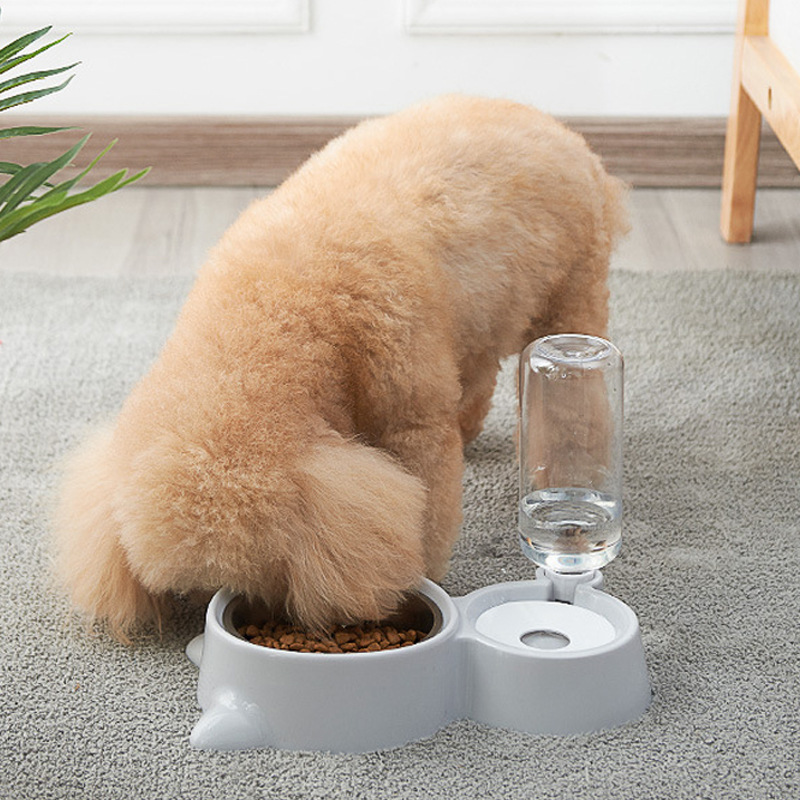 Cross-border Pet Bowl gato tazón doble tazón automático bebedero perro comida tazón de acero inoxidable perro tazón gato suministros a prueba de humedad boca