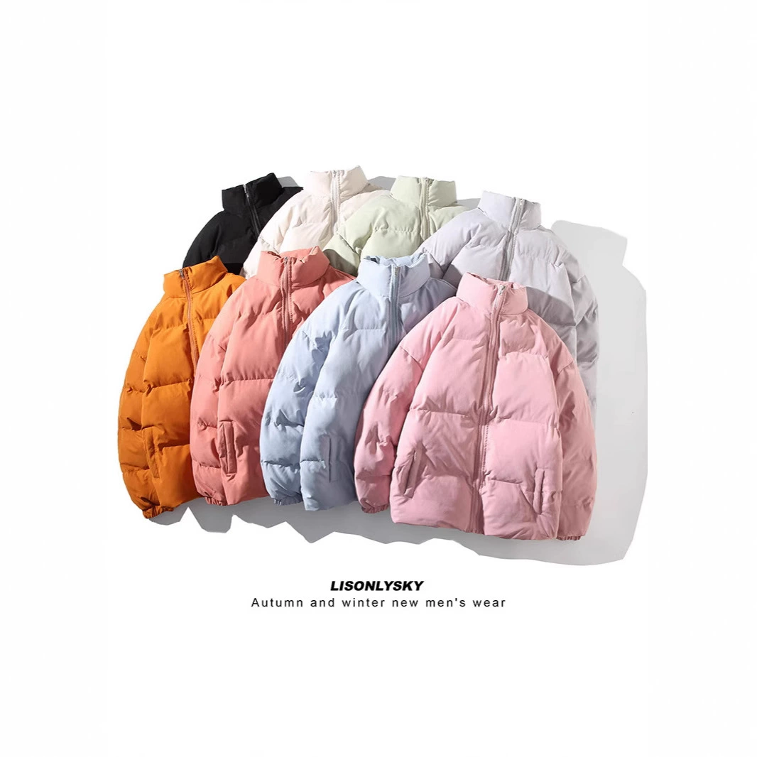 2024 осень и зима мужская сплошная хлопчатобумажная одежда с стоячим воротником