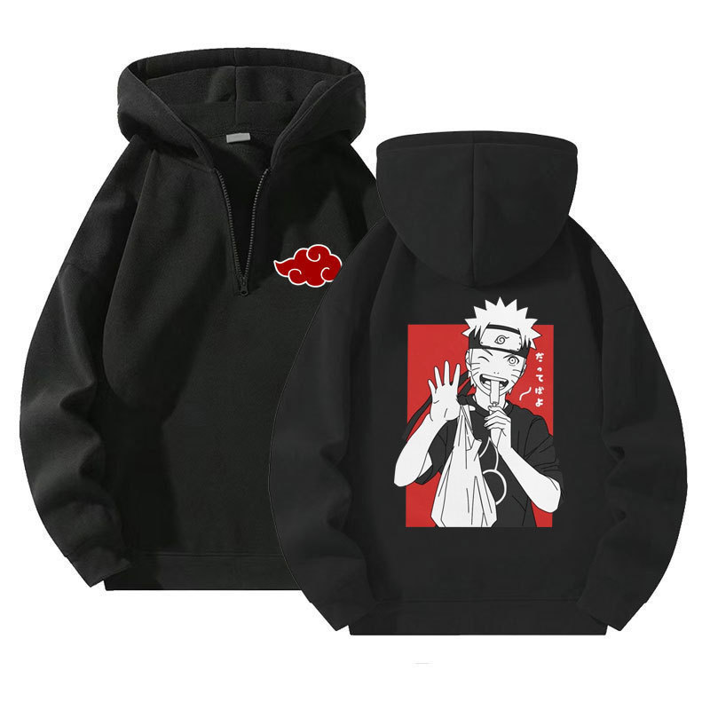 Foreign Trade New Quarter Zipper Pullover Sweatshirt for Men and Women Casual Anime Naruto Zipper Sweatshirt
