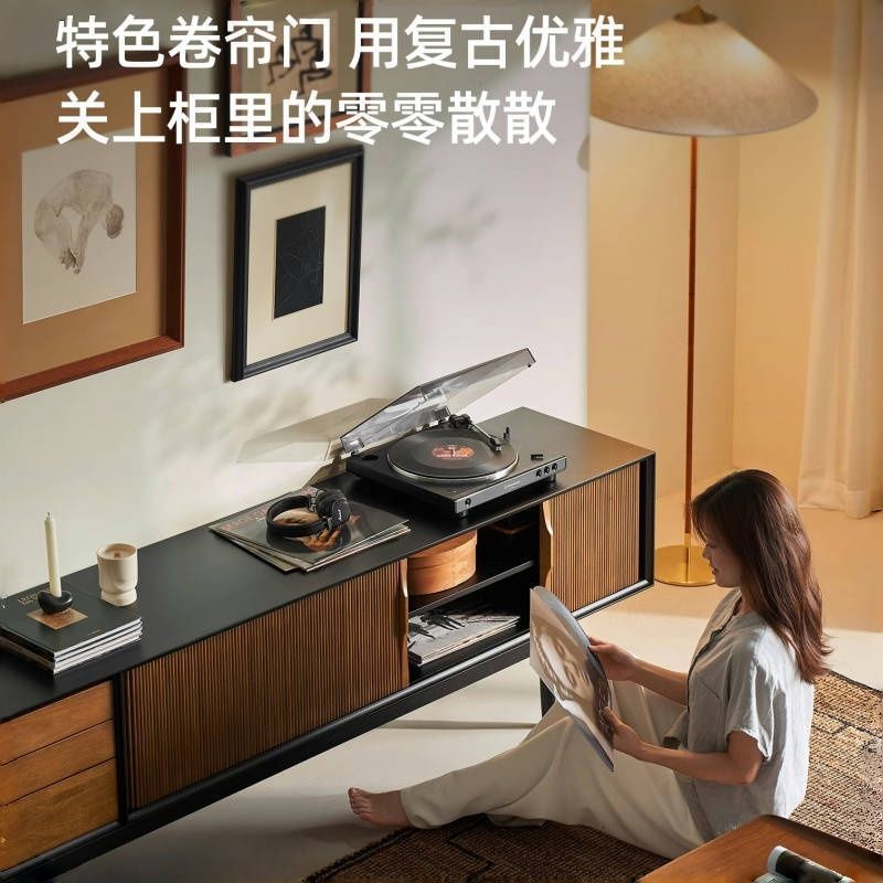 实木电视柜黑色复古风中国风储物柜小户型北欧简约电视机柜中古风|undefined