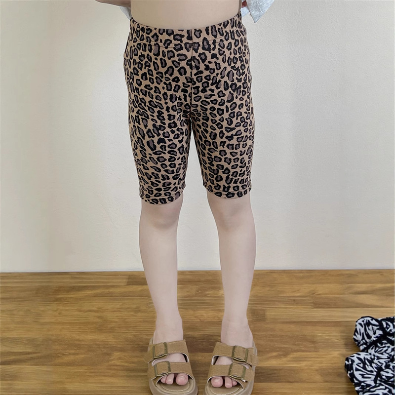 Korean Children's Clothing Girls' Leopard Print Cycling Shorts Leggings for Small and Medium-Sized Children Yoga Stretch Pants