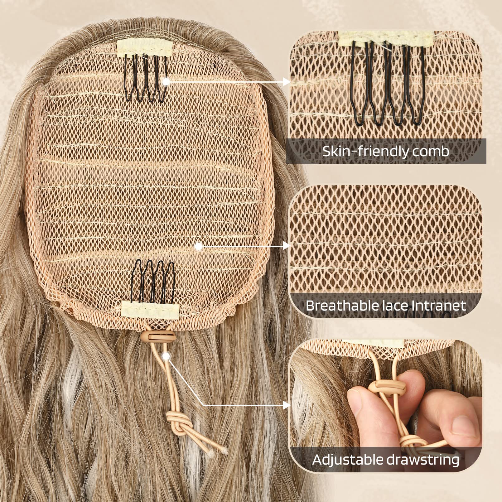 Synthetic Drawstring Ponytail Extension Long Curly Hair For Women_voghion.com