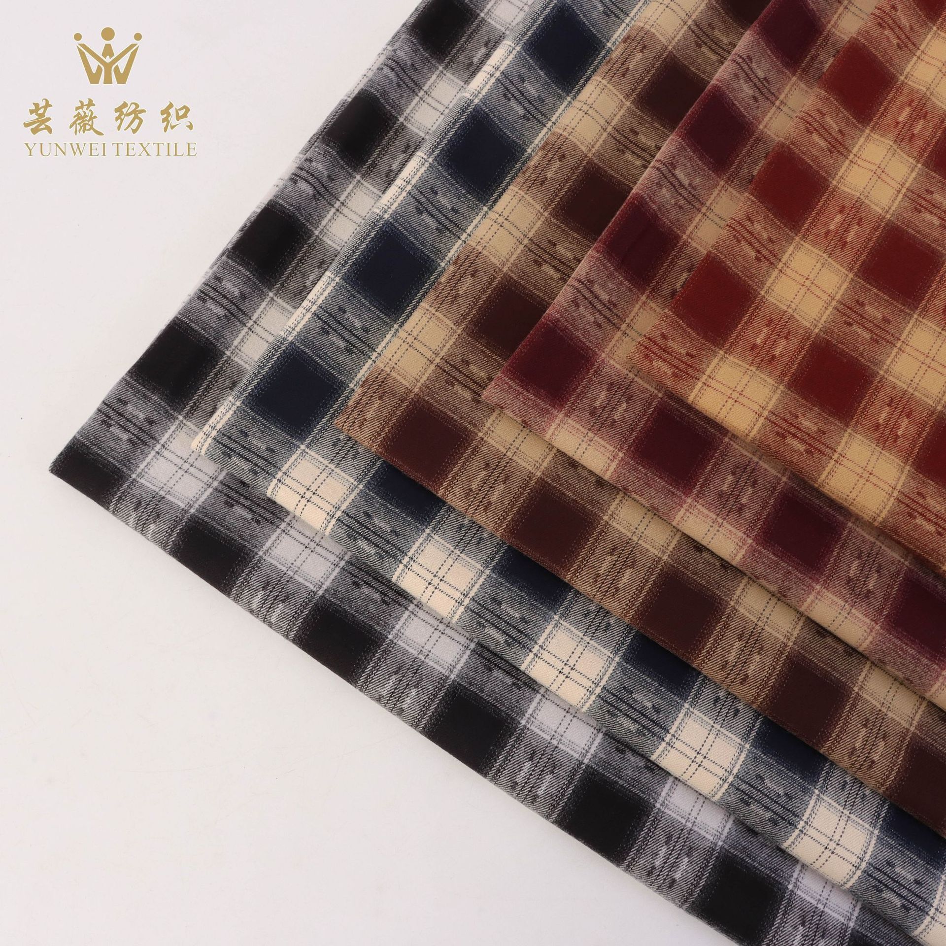 新品秋冬现货TR弹力磨毛朦胧提花格男女衬衫连衣裙套装裤子面料