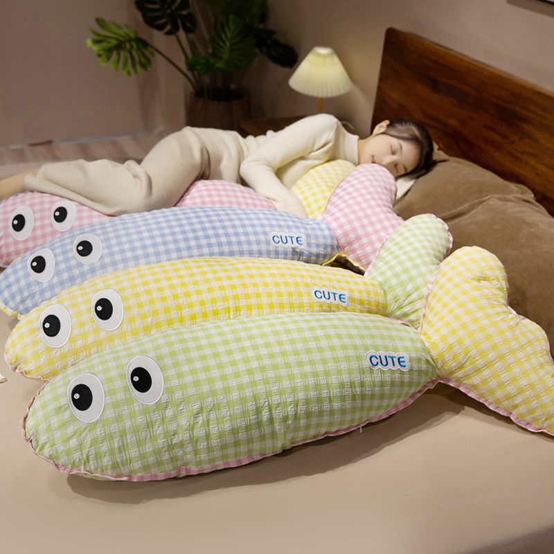 Almohada Larga de Peluche de Algodón y Algodón PP, Decorativa, para Cama y Hogar