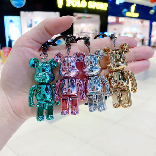 Cross-border cartoon electroplated violent bear key chain cute acrylic doll exquisite school bag pendant car key chain