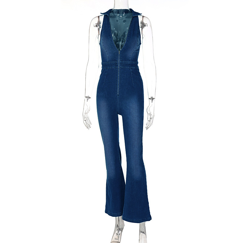 Women's Street Retro Sexy Solid Color Full Length Washed Jumpsuits display picture 8