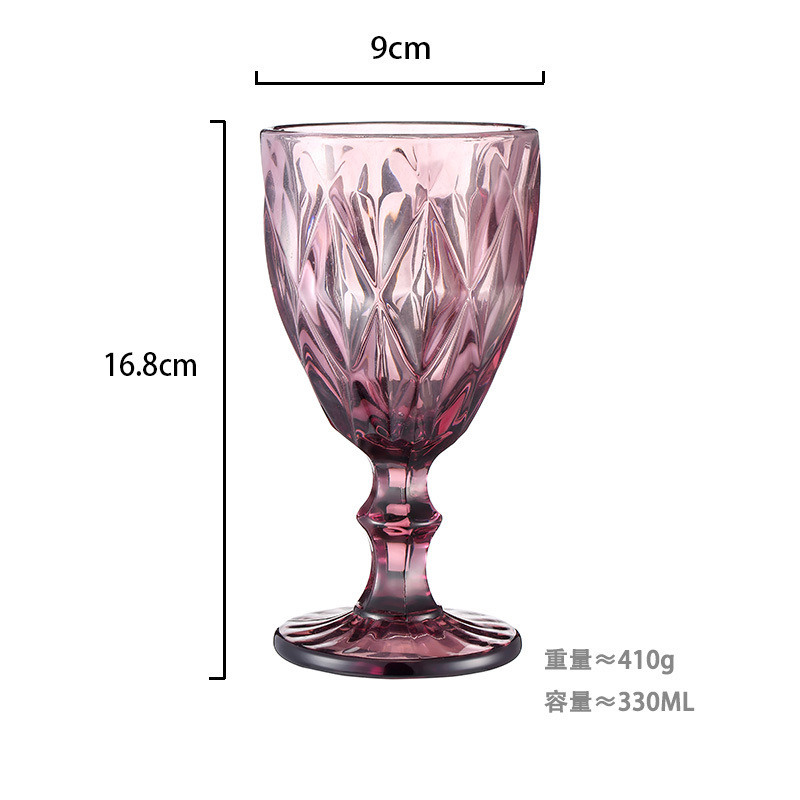 Gran por mayor transfronterizo vasos de vino en relieve europeos tazas de vidrio de colores tazas de bebida de jugo de frutas espesadas tazas de leche de boda tazas de pies altos
