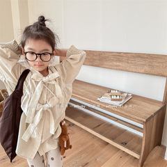 2024 Spring Children's Clothing New Arrival Girl's Spring Korean Style Bowknot Washed Cotton Long-Sleeve Shirt 123535