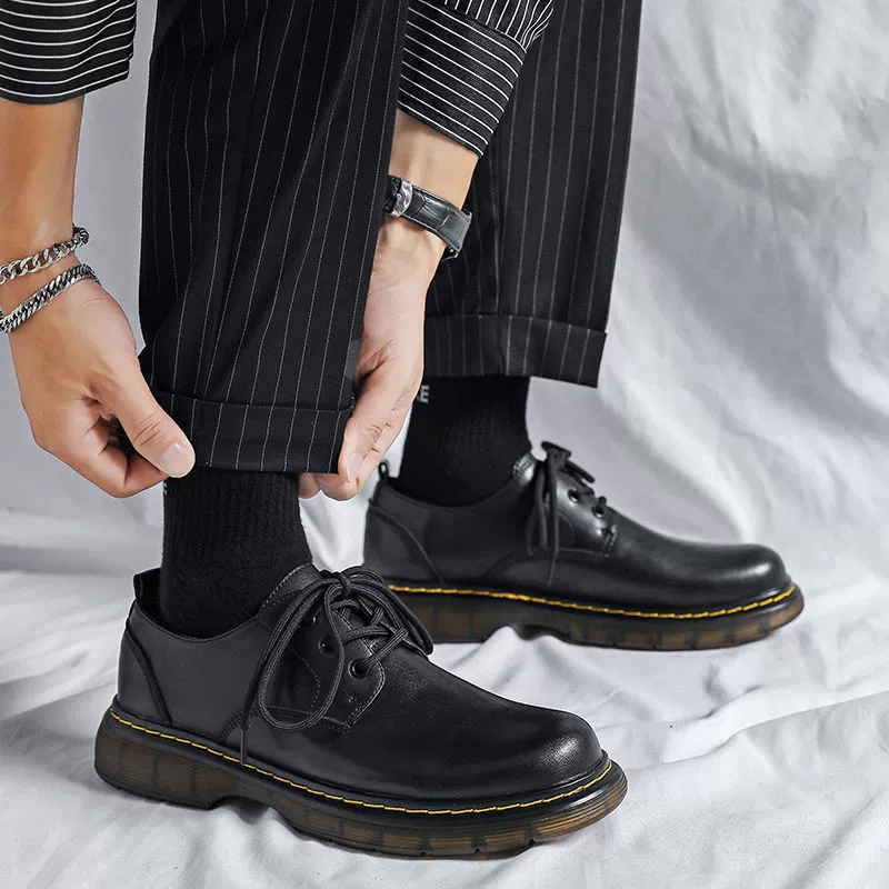 Низкие кожаные туфли Martens, английский стиль, натуральная кожа, крупная платформа, 38–44
