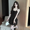 Sexy low cut， tight fitting， buttocks wrapped， tassel bottom， suspender dress