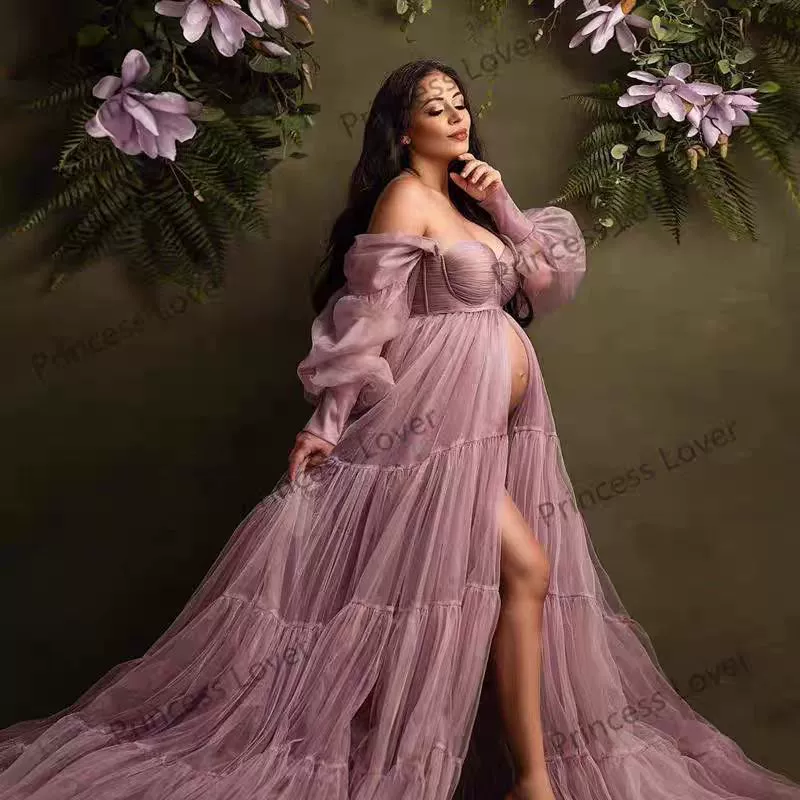 Платье-сенк- (Sand long sexy evening dress, photography props for pregnant, wedding dress, European style, open shoulders, puff sleeves, high waist) перевожу как: Длинное вечернее платье с открытыми плечами, сексуальное, для фотосессий, для беременных, в европейском стиле, с объемными рукавами- puff, высокая талия