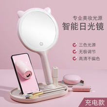 台灯LED美妆镜塑料收纳触摸三色台式桌面补光化妆镜家用家居镜子