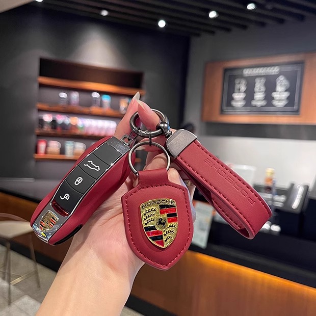 Static Rod/Key Bag, Porsche Genuine Leather Key - porsche-b-5-piece-set-bordeaux-red