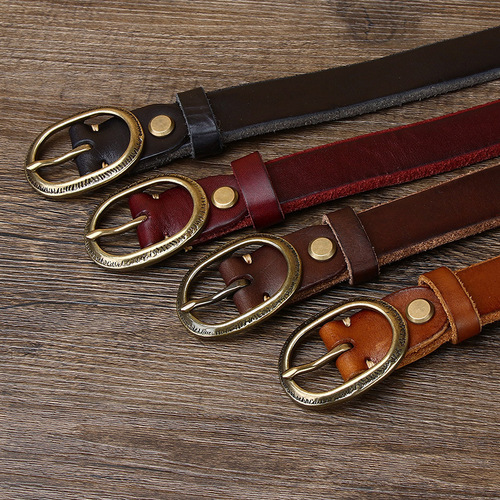Thickened first layer cowhide retro copper buckle belt women's fashion trend versatile personality women's genuine leather jeans belt