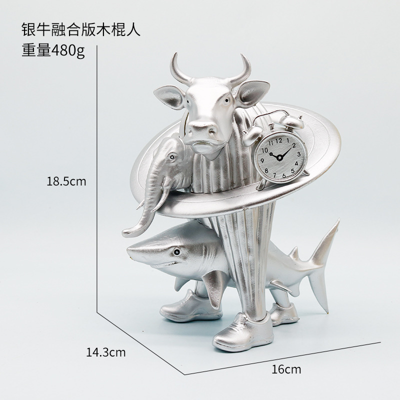 跨境新品美国山海经手办摆件木棍人融合版合体通通通鲨鱼创意模型|undefined