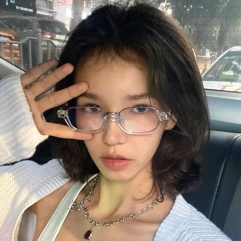 小众设计透明半框眼镜框镜架女款素颜神器小框装饰近视镜可配近视|undefined