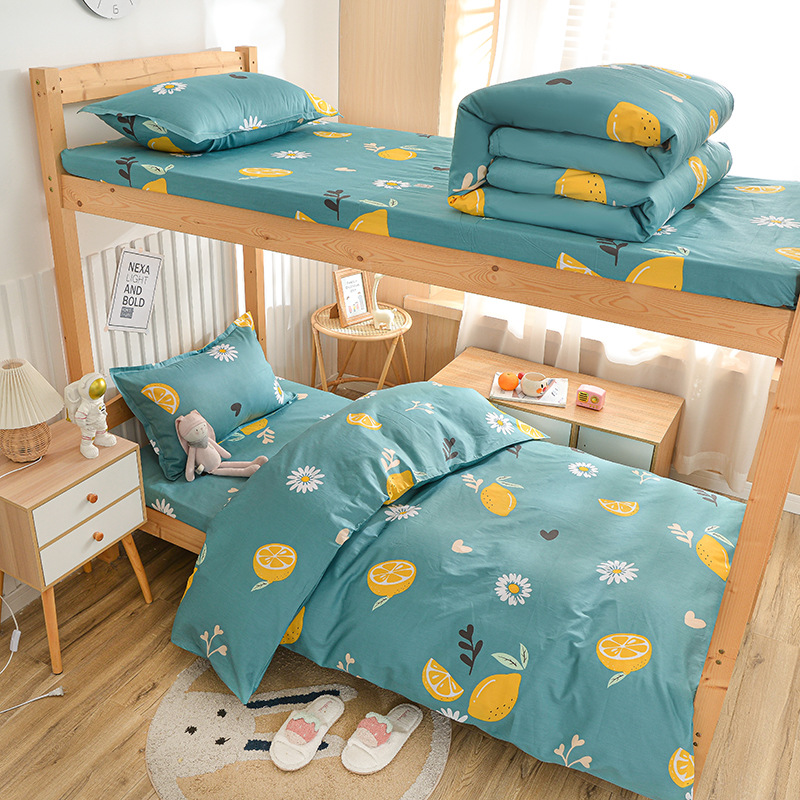 Lemon warna-warni (katun murni 133x72) / Set tiga potong [sarung quilt 155*210, sprei 150*220, sarung bantal 48*74cm]