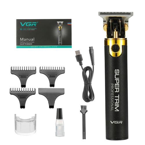 VGR Cross-border New Electric Retro Oil Shear T9 Push White Carving Small Clipper Salon Hair Cutter V-082