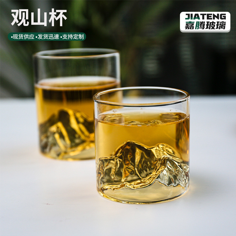 Japanese Whiskey Glass, Zangshan Cup, Household Water Cup, Creative Glass Mountain View Cup, Wholesale High Borosilicate Glass