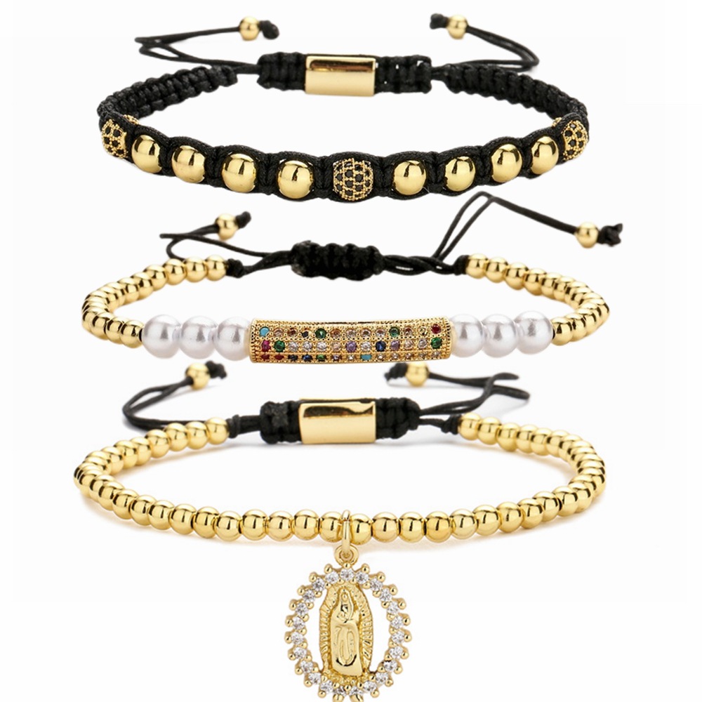 Simple Style Round Copper Pearl Inlay Zircon Bracelets 1 Piece