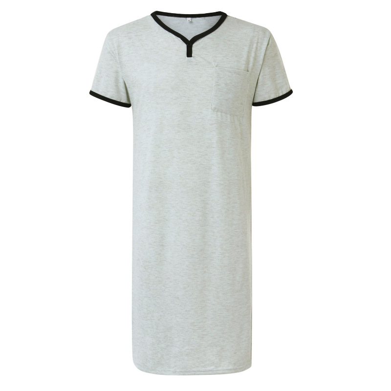 Transfronterizo Amazon Delgado alargado transpirable camisón suelto manga corta pijamas amigables con la piel de los hombres camiseta europea y americana Home wear