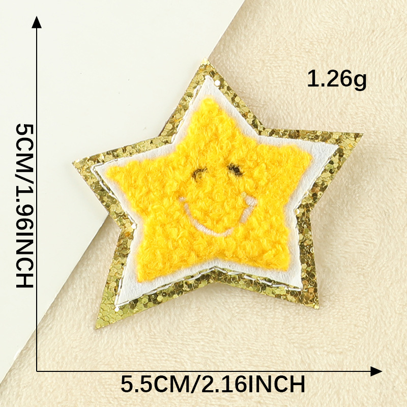 Iron on patches towel embroidery pentagram chenille clothing accessories badge cloth embroidery cloth label embroidery cloth sticker