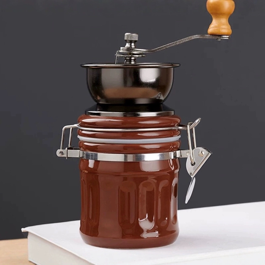 Household ceramic pot grinder hand coffee bean grinder small coffee powder grinder (clean inventory)
