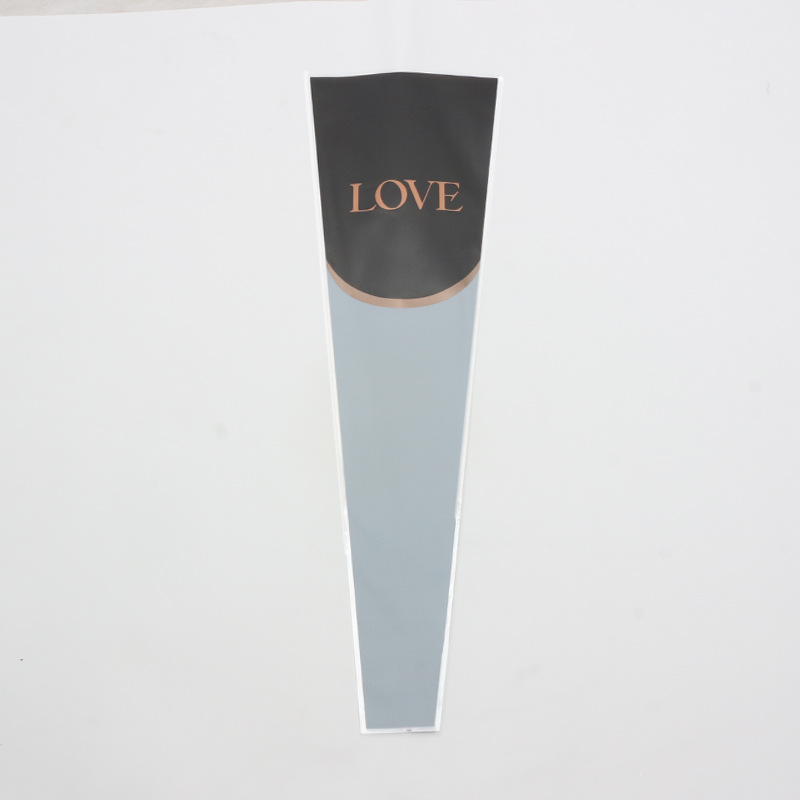 Huaxi LOVE estampado bolsas de flores bolsas de flores rosa bolsas de vidrio transparente papel de embalaje de flores OPP