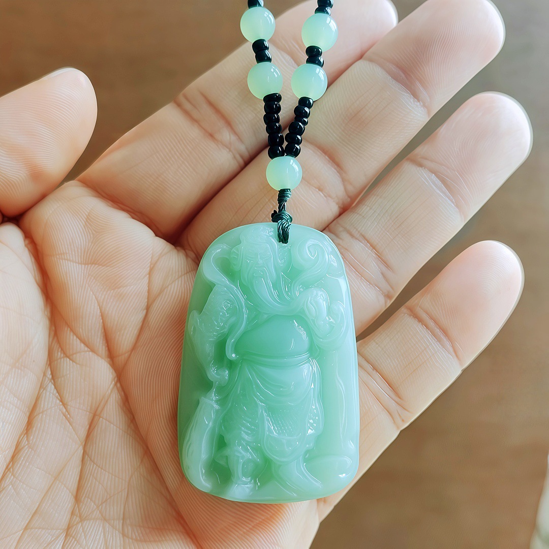 라이트 그린 관공 라운드 구슬 스웨터 체인