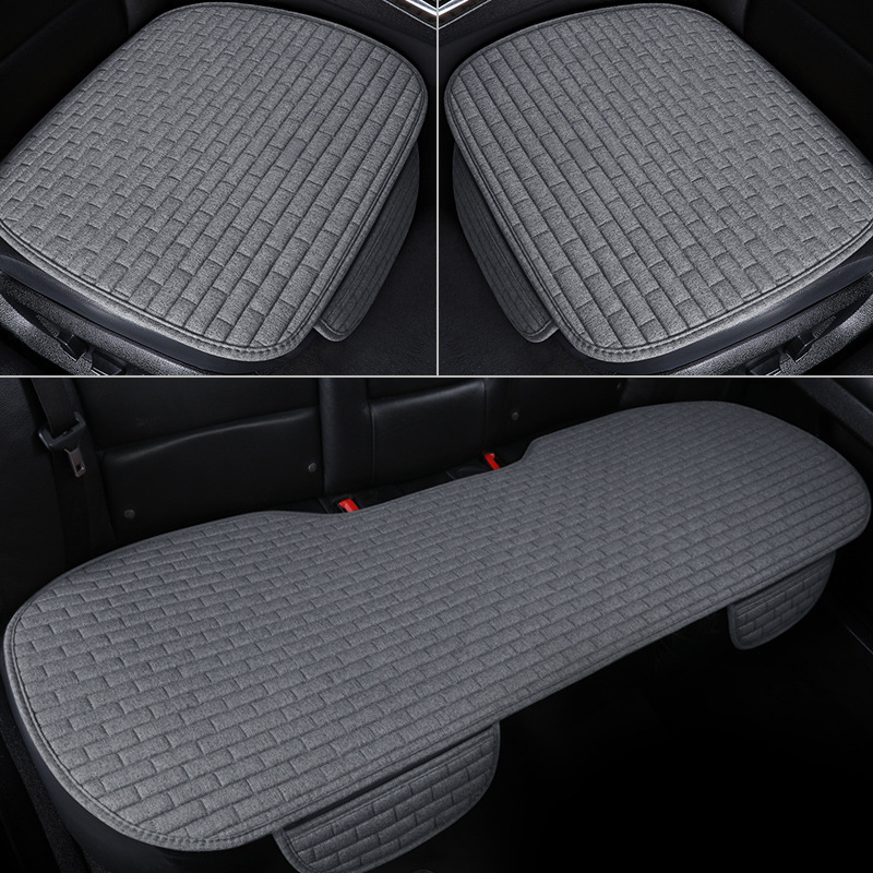 Cojín del asiento de coche conjunto de tres piezas de un solo coche base de respaldo coche conjunto completo cojín del asiento de lino cuatro estaciones cojín al por mayor image 4