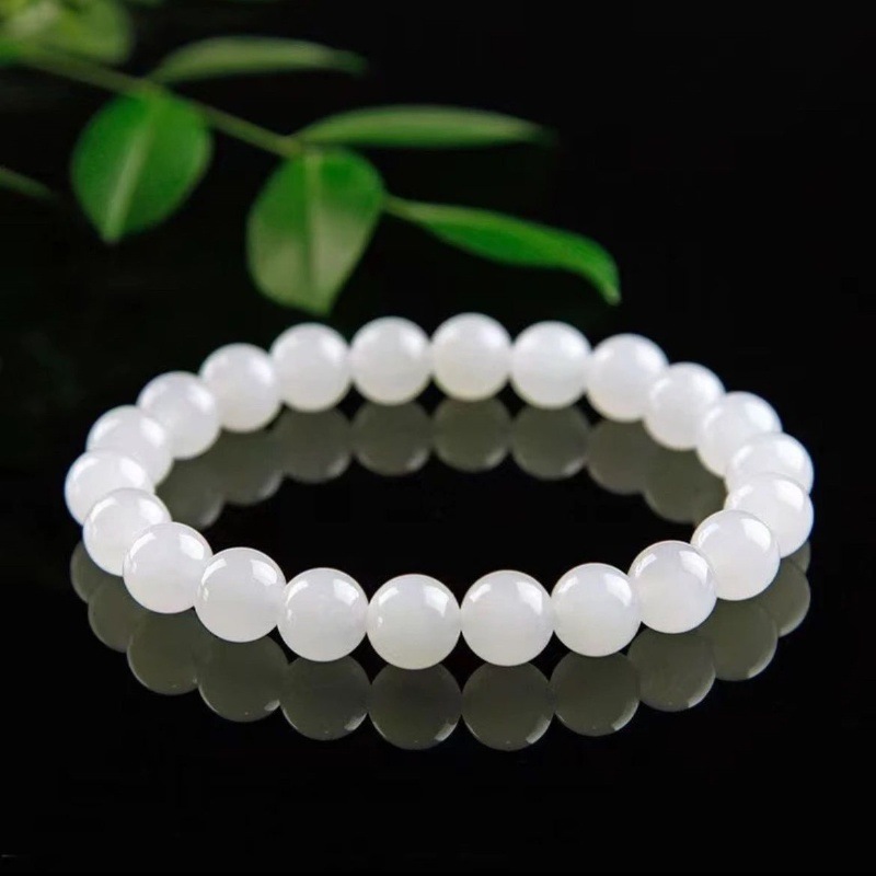 Vòng tay cửa hàng ngọc bích trắng Hotan chính hãng Tân Cương tự nhiên