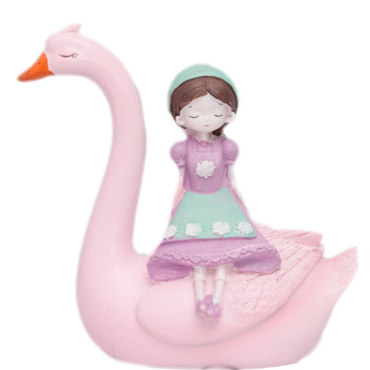 Una pieza de regalo de corazón de niña cisne nórdico pastel de cumpleaños decoración de horneado decoración de sala de estar artesanía de resina