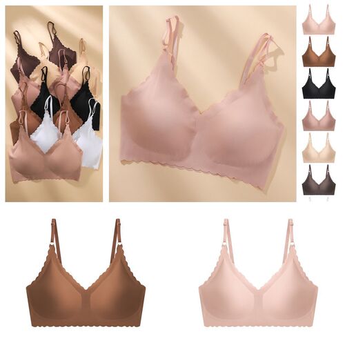 Traceless Ice Silk Sexy Ultra-Thin Bare Bra Without Underwire New Trapezoid Cup U-Shape Braless Women's Sports Bra