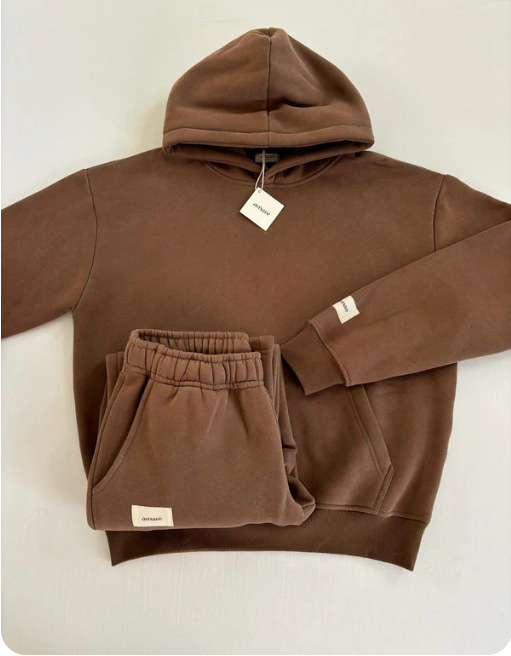 Rosafarbenes Unisex-Lounge-Set – Oversize-Kapuzenpullover und Jogginghose mit geometrischem Aufdruck (XS–XXXXL)​_voghion.com