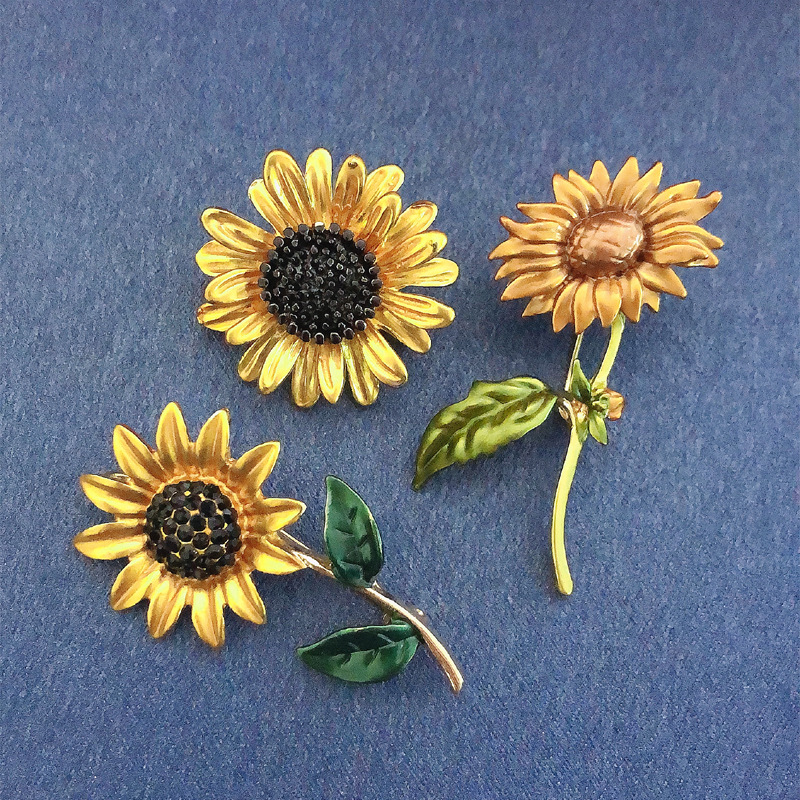 Pastoral Sunflower Alloy Inlay Rhinestones Women's Brooches display picture 1