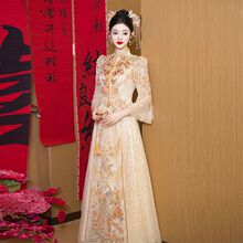夏季香槟色秀禾服 2026新款结婚礼服重工新娘中式婚服出阁龙凤褂