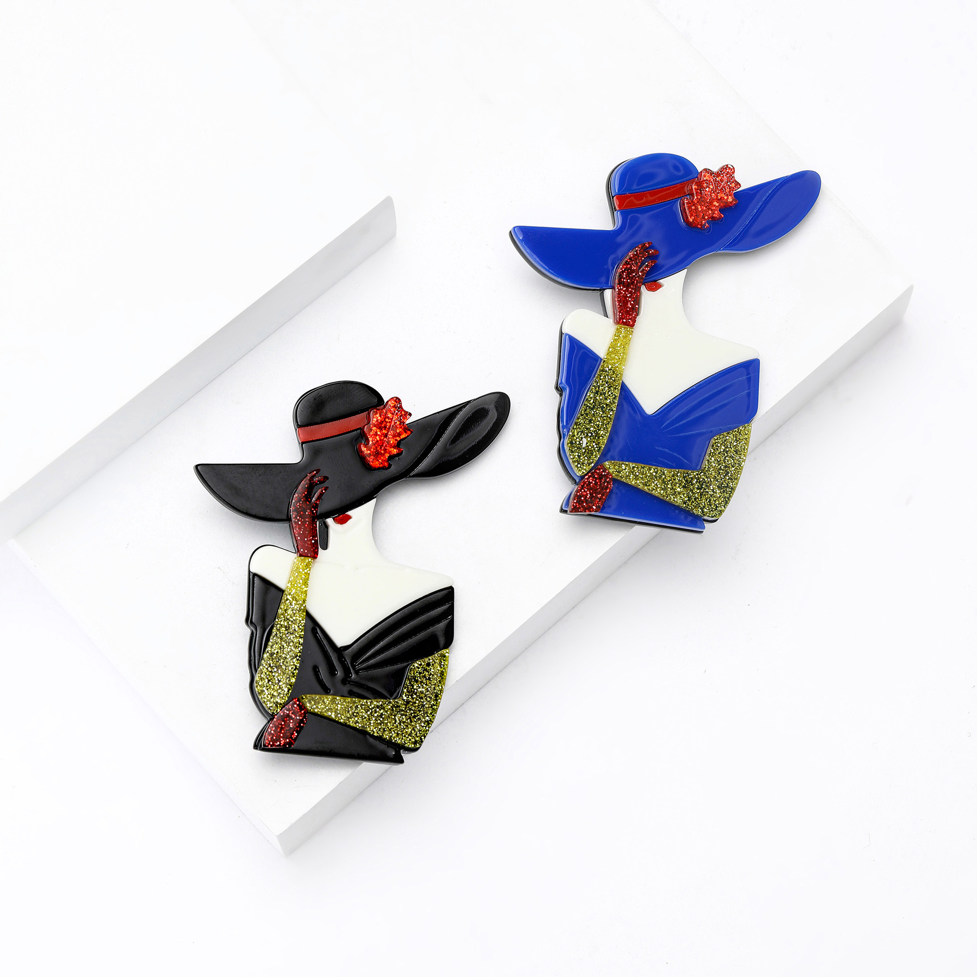 Cross-Border Hot-Selling European and American Acrylic Monroe Girl Brooch Fashion Versatile Women's Clothing Corsage Jewelry Pin