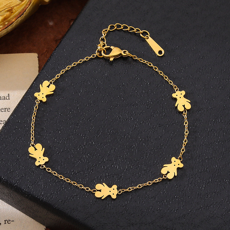 国境を越えた売れ筋の色褪せないハイエンドのシンプルなチタン鋼ブレスレット、女性用 18K ゴールドファッション NS スタイル多用途の小さなデザインのブレスレット|undefined